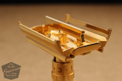 Gillette 1965 Slim Adjustable Safety Razor J4 * 24K Gold REVAMPED
