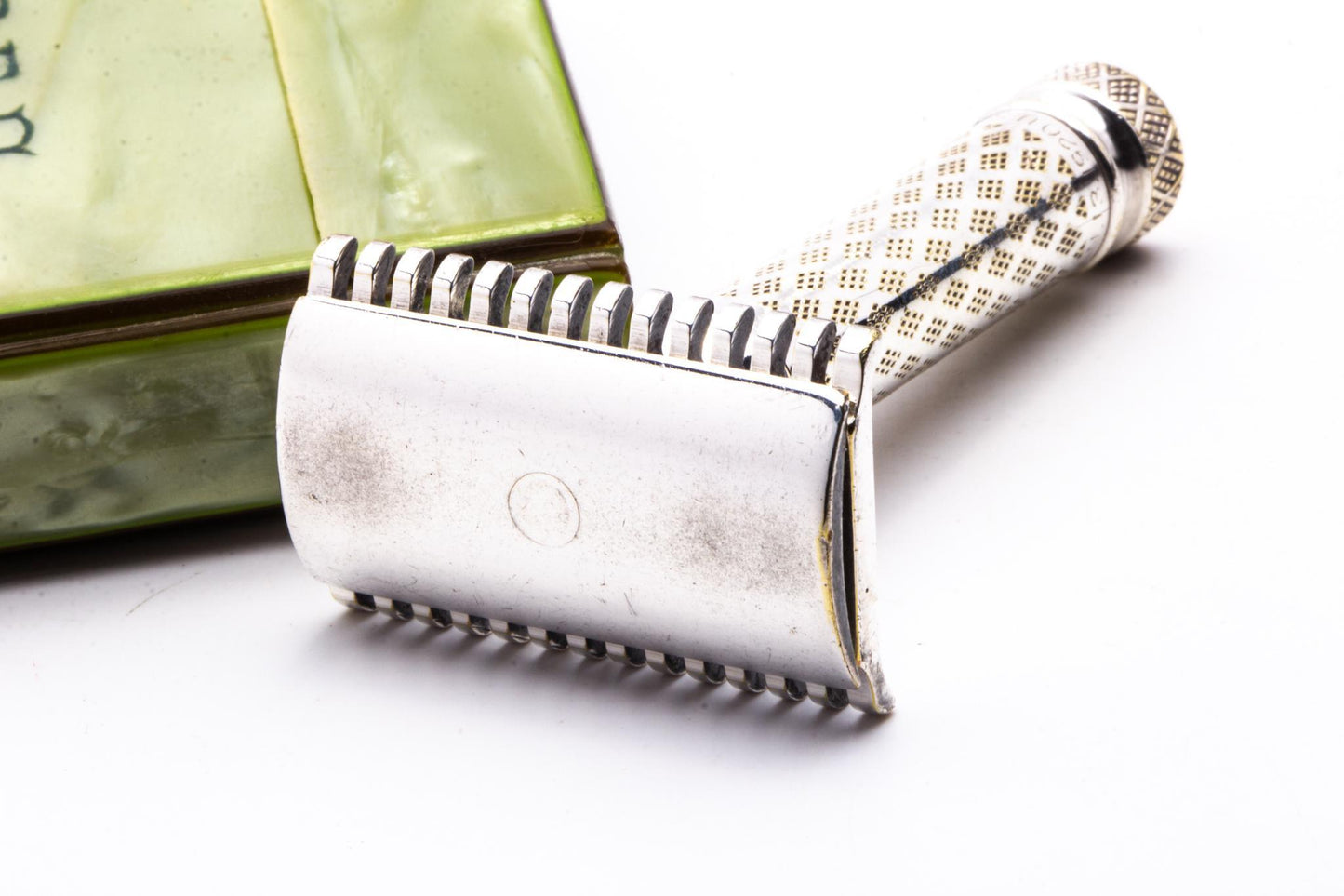1921 Gillette Milady Decollete Double Edge Safety Razor in Jade Case  | Original Condition