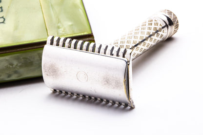 1921 Gillette Milady Decollete Double Edge Safety Razor in Jade Case  | Original Condition