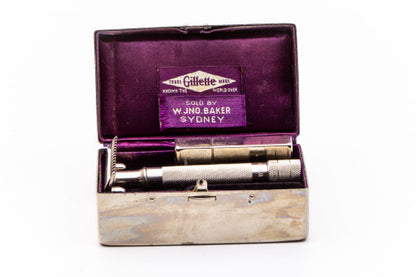 1900's Gillette Single Ring Double Edge Safety Razor Set | WJNO Baker