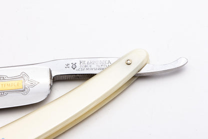 7/8" Filarmonica "Doble Temple" #14 Cream/Blue Straight Razor w/ Coffin | Spain
