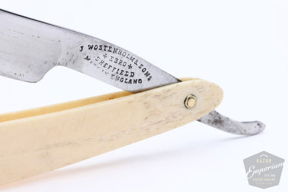 9/16" J Wostenholm & Sons Ebro Straight Razor | Bone Scales - Wedge - Barber's Notch | Sheffield, England