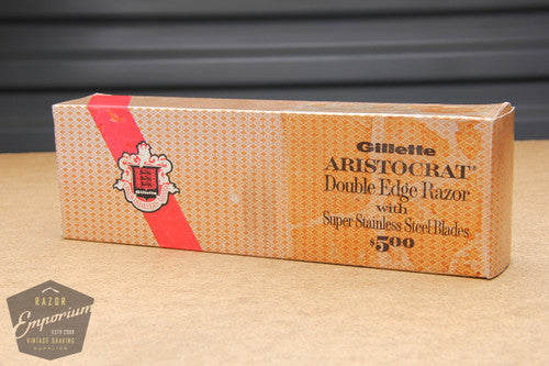 Gillette 1966 Gold Slim Aristocrat Adjustable Safety Razor L1 w/ Original Case