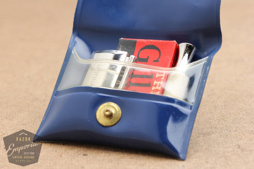 Gillette 1966 Tech Travel DE Safety Razor L2 Marcas Regs W/ Blue Case