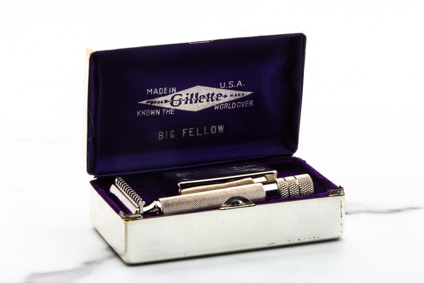 1930's Gillette NEW Big Fellow Hybrid Double Edge Safety Razor Set | Original Condition