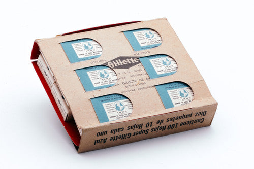 New Old Stock - 100 Gillette Super Blue Blades - Made in Argentina - Double Edge Razor Blades