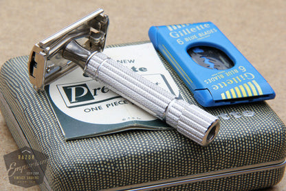 Gillette 1954 President DE Safety Razor - Original Rhodium Finish MINT
