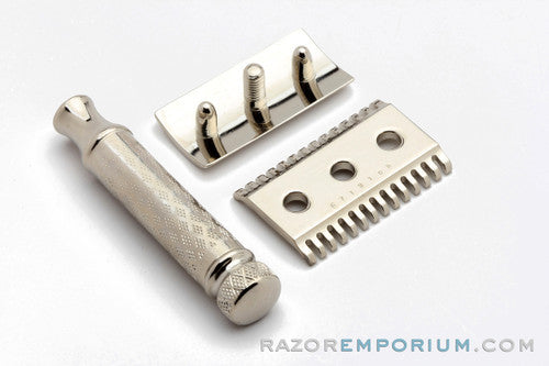 1926 Gillette New Improved Norfolk Tuckaway Double Edge Safety Razor | Factory Nickel Revamp
