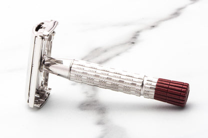 1958 D1 Gillette HEAVY Red Tip Super Speed Safety Razor | Rhodium Revamp