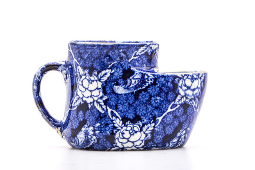 Vintage Scuttle Shaving Mug | Blue Pattern