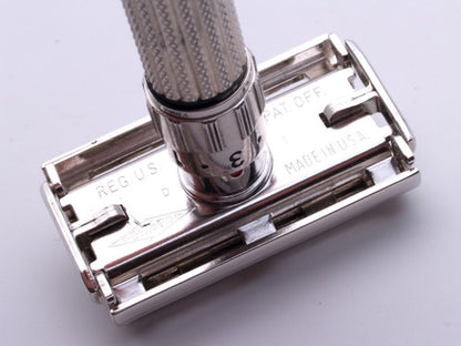 1958 D1 Gillette RED DOT Fatboy $1.95 Adjustable DE Safety Razor | Rhodium Revamp | RARE
