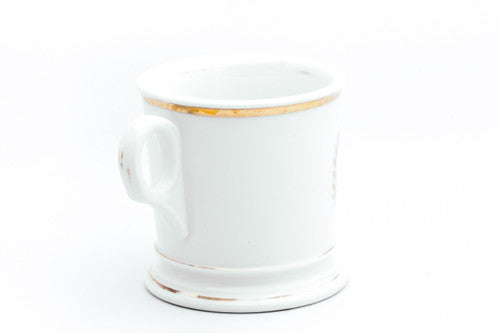 Gold Leaf White Vintage Wet Shaving Mug