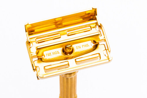 1961 Gillette Slim Aristocrat Adjustable DE Safety Razor  24K Gold Revamp