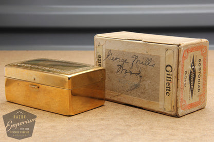 Gillette 1922 Gold NEW Bostonian DE Safety Razor Set in Orig. Box