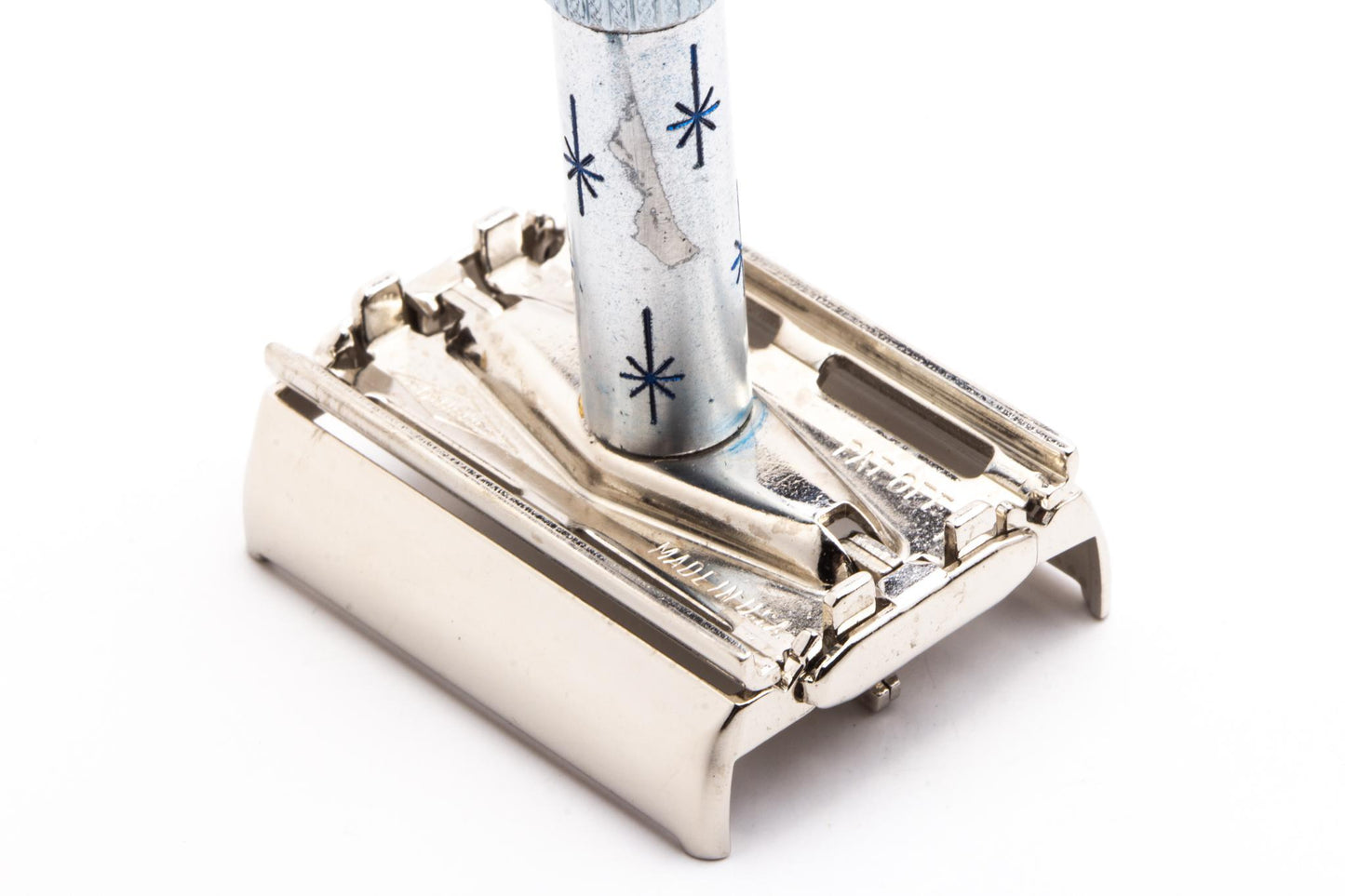 1969 O1 Lady Gillette Blue Star DE Safety Razor | Factory Nickel Revamp