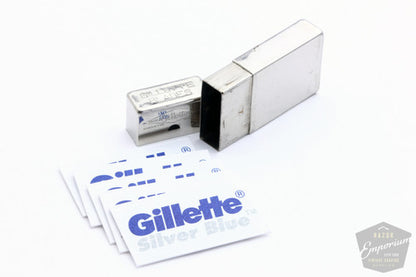 Gillette 1918 Silver Single Ring Combination Travel Set | Black Leather Case