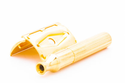 1947-51 Gillette Fat Handle Tech DE Safety Razor | 24k Gold Revamp