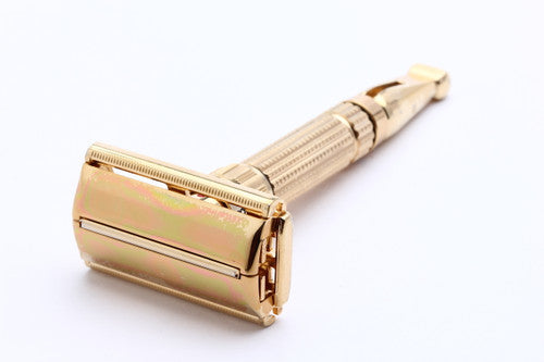 Gillette 1960 Gold Toggle Adjustable DE Safety Razor Set w/ Case & Blades - F4