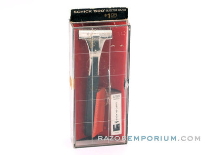 1960's Schick 500 Black Handle Injector Safety Razor Set