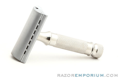 iKon Shavecraft 102 Slant on Tuckaway Handle Stainless Steel DE Razor