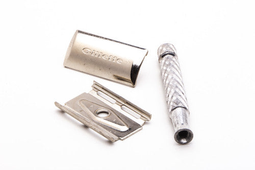 1970 P2 Gillette Ball End Tech Spiral Handle Double Edge Safety Razor | Original Condition