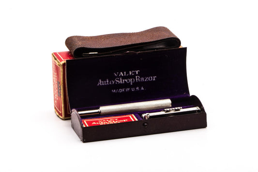 1930's Valet Auto-Strop Razor Set in Original Cardboard Box | Factory Nickel Revamp