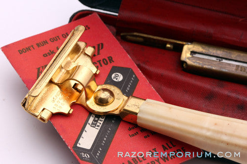 1940's Schick Gold SE Injector Bakelite Handle Set + Black Case