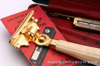 1940's Schick Gold SE Injector Bakelite Handle Set + Black Case