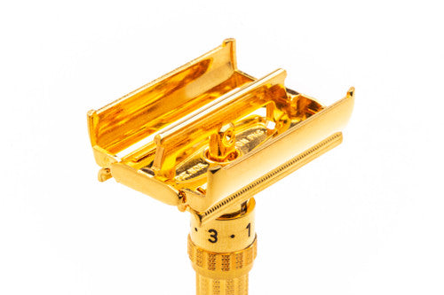 1963 I3 Gillette Slim Aristocrat Adjustable Double Edge Safety Razor | 24k Gold Revamp