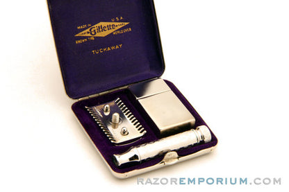 Gillette 1920's New Improved Tuckaway Style Travel Set Rhodium Revamp