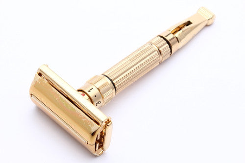 Gillette 1960 Gold Toggle Adjustable DE Safety Razor Set w/ Case & Blades - F4