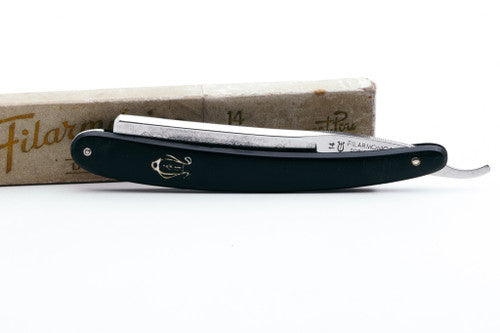 7/8" Filarmonica Doble Temple #14 Straight Razor w/ Coffin and Black/Gold Scales | Spain