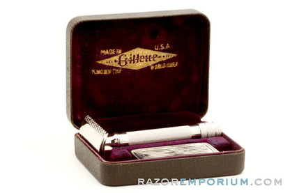 Gillette 1920's Single Ring Old Type Set in Leather Case with Blade Bank