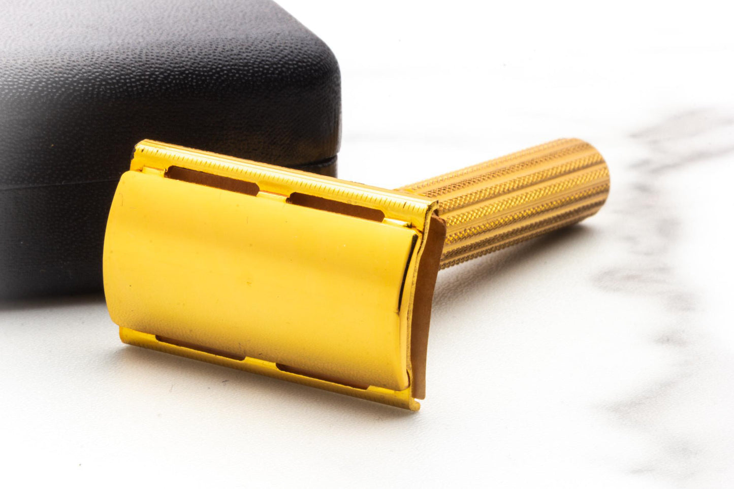 1946-53 Gillette Gold Fat Handle Tech in Blue & Gold Shipper with Original Case | New Old Stock