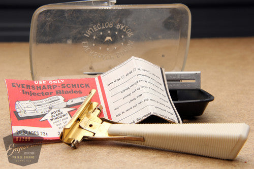 Eversharp Schick 1960's Hydro Magic Gold Injector with Cream Bakelite Handle & Orig. Case