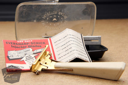 Eversharp Schick 1960's Hydro Magic Gold Injector with Cream Bakelite Handle & Orig. Case