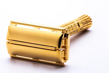 1955 A4 Gillette Flare Tip Regular Super Speed Safety Razor | 24k Gold Revamp