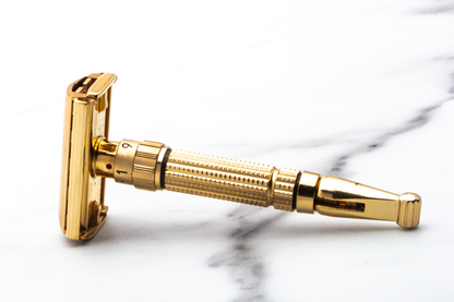 1960 F4 Gillette Gold Toggle Adjustable DE Safety Razor Set with Case & Instructions | Original Condition