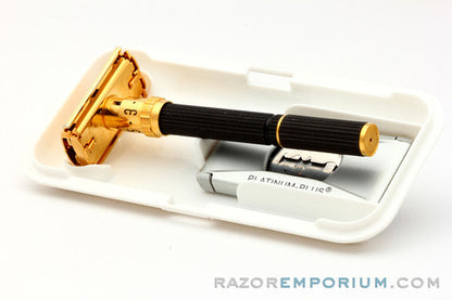 1969 O4 Gillette Super Adjustable 109 DE Safety Razor w/ Case & Blades | Original Gold
