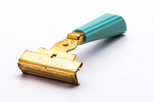 1940s Schick Gold Injector with Teal Bakelite Handle | Original Condition