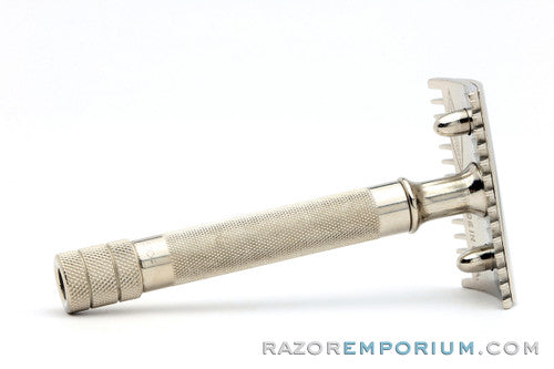 1920 Gillette Single Ring Old Type DE Safety Razor Factory Nickel Revamp