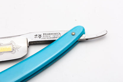 7/8" Filarmonica "Doble Temple" #14 Blue/Red Straight Razor w/ Coffin | Spain