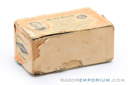 1922 Gillette Silver NEW Bostonian Safety Razor Set in Orig. Box - Excellent