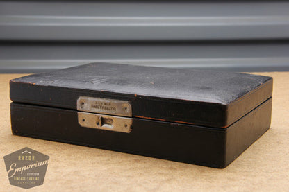 Gem 1912 New Style Single Edge Safety Razor & Strop in Black / Purple Leather Case