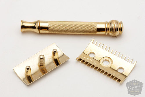 1910's Gillette Ball End Old Type Short Comb Safety Razor Gold