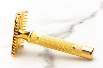 1930s Gillette 'NEW' Long Comb Common Bar Gold Double Edge Safety Razor Set | Original Condition