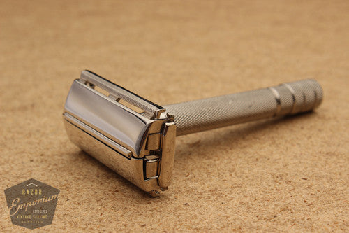 Gillette 1947-51 Notched DE Super Speed Safety Razor * Nickel REVAMPED
