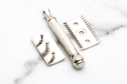 1920's Gillette Ball End Old Type Double Edge Safety Razor Set | Factory Nickel Revamp