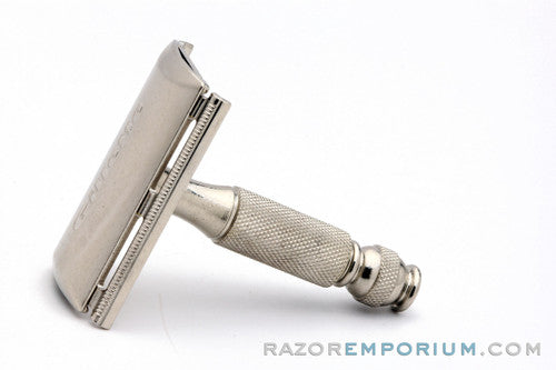 1966 Gillette Travel Tech Safety Razor Brown Leather Case L4