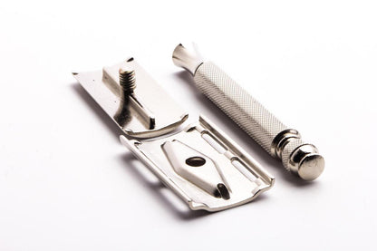 1940s WWII NEW Gillette Double Edge Ball End Safety Razor | Factory Nickel Revamp
